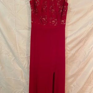Formal Red Sequined Dress with High Slit - never worn